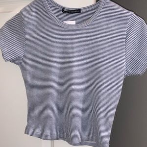 Blue and white striped brandy crop